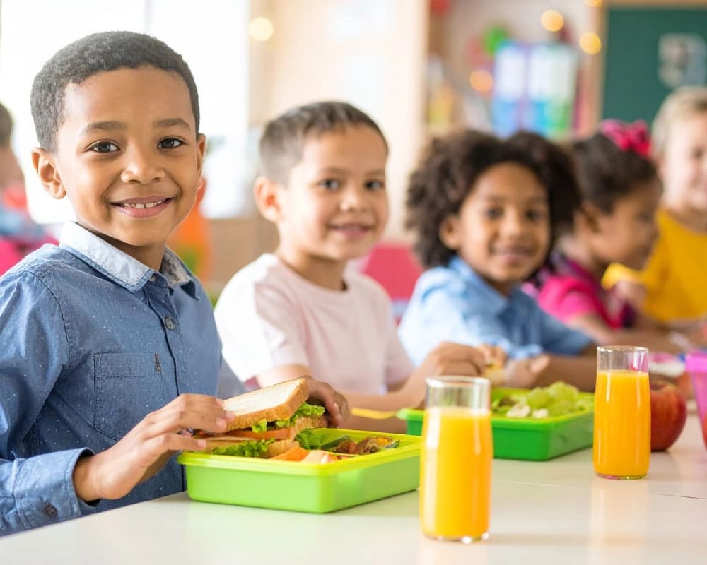 Back to School Health Drive campaign children eating a meal